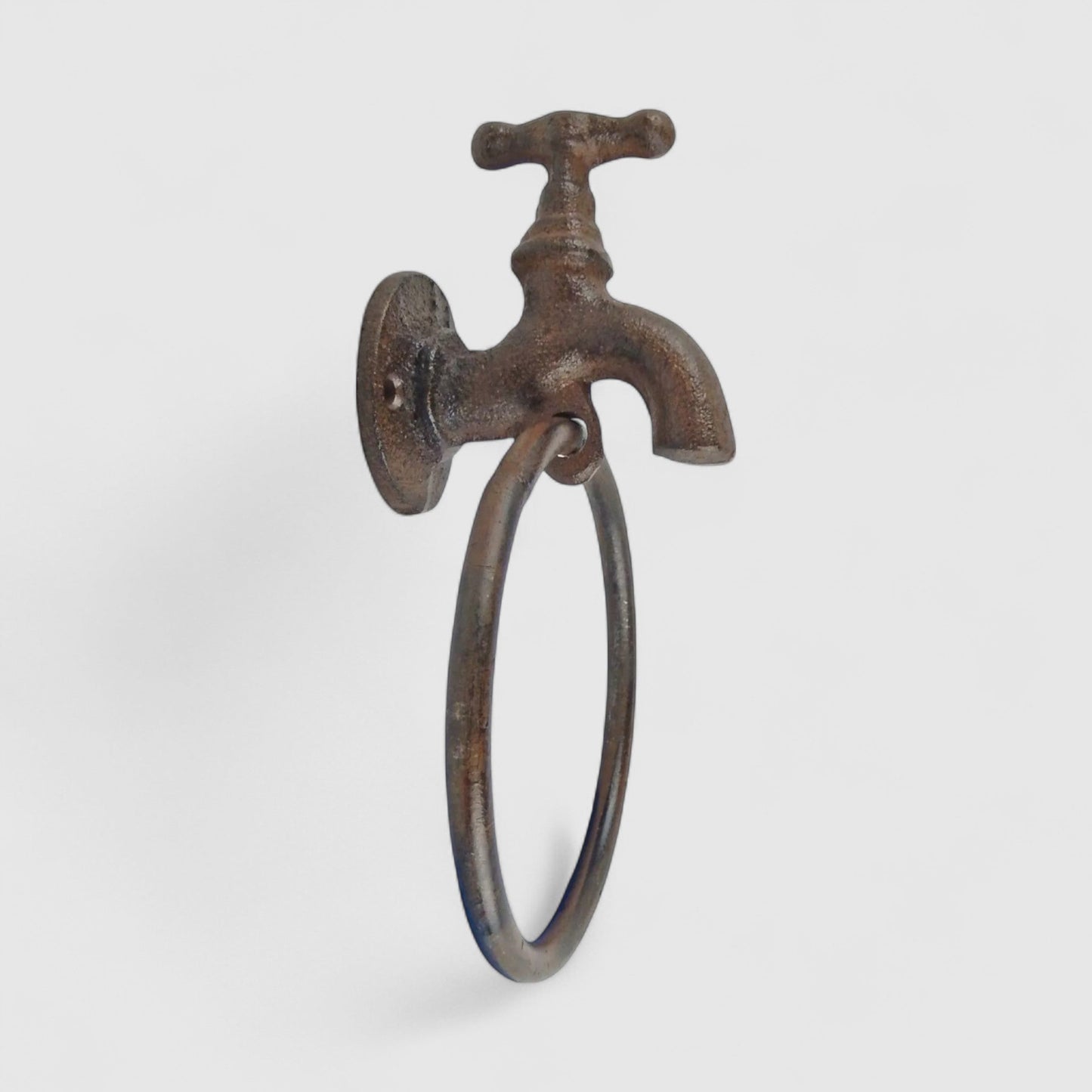 Faucet Towel Holder, Industrial Farmhouse Cast Iron Bath Decor