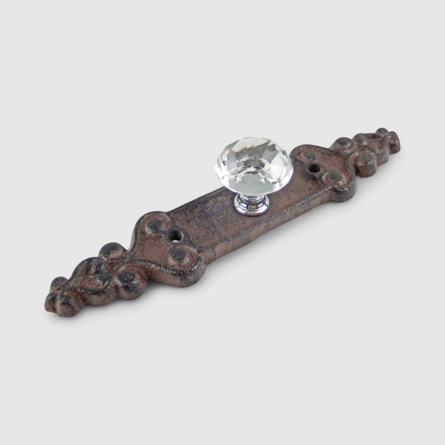 Elegant Cast Iron Crystal Drawer Pull - Faceted Vintage Cabinet Knob