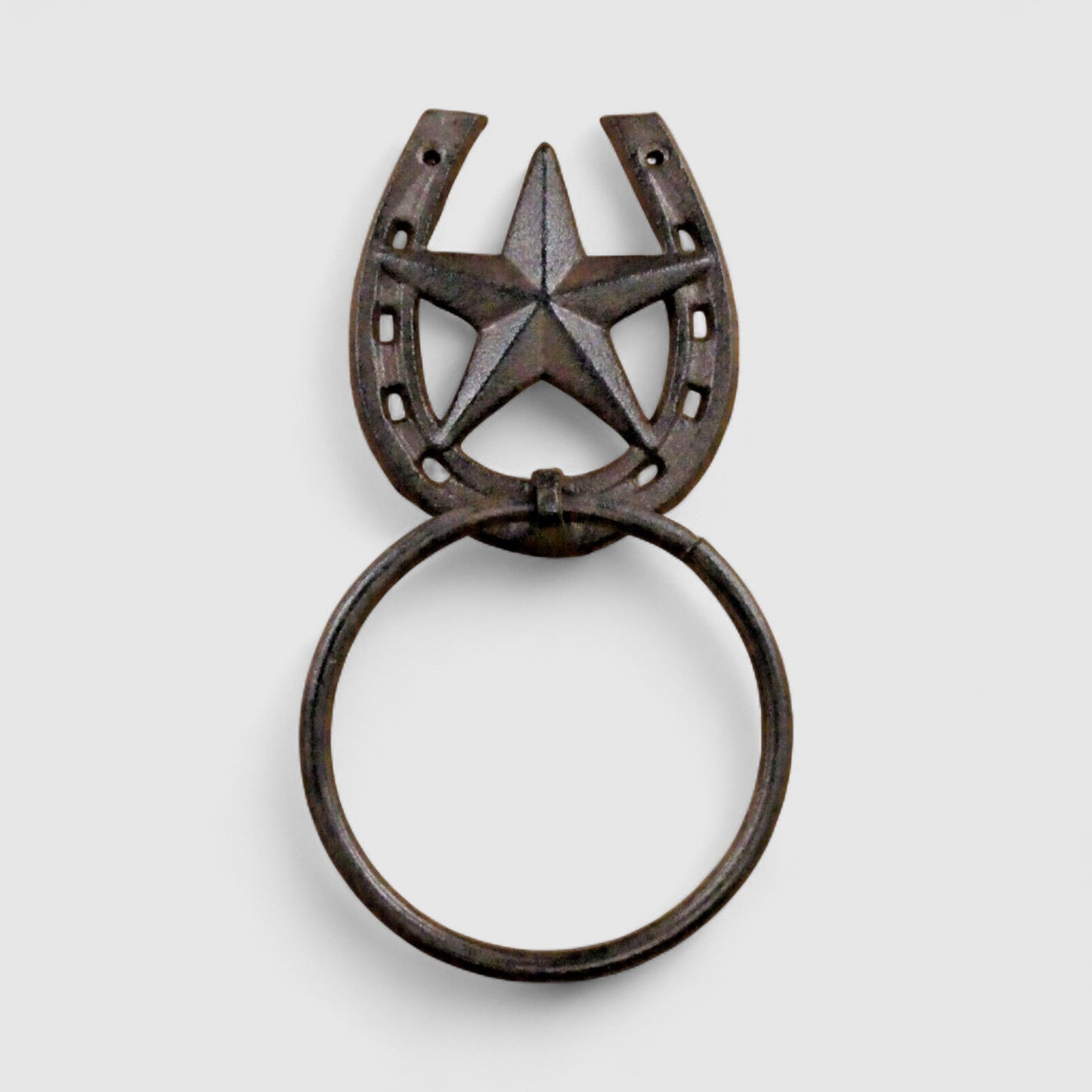 Star & Horseshoe Towel Ring, Western Cast Iron Bathroom Accent