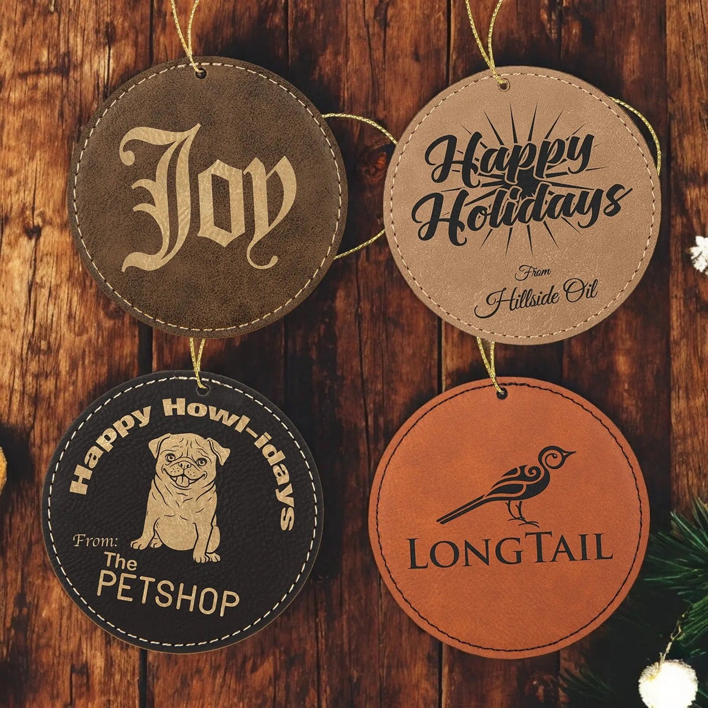 Leather Round Ornaments