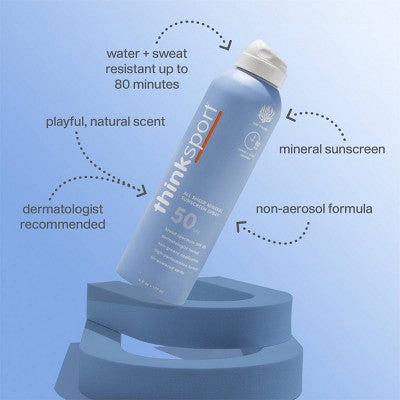 thinksport All Sheer Mineral Sunscreen Spray SPF 50 6oz - New