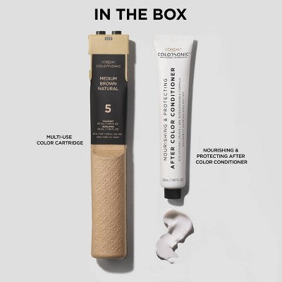L'Oreal Paris Colorsonic Permanent Hair Color Cartridge Device Sold Separately Medium Brown Natural 5 - Missing Box