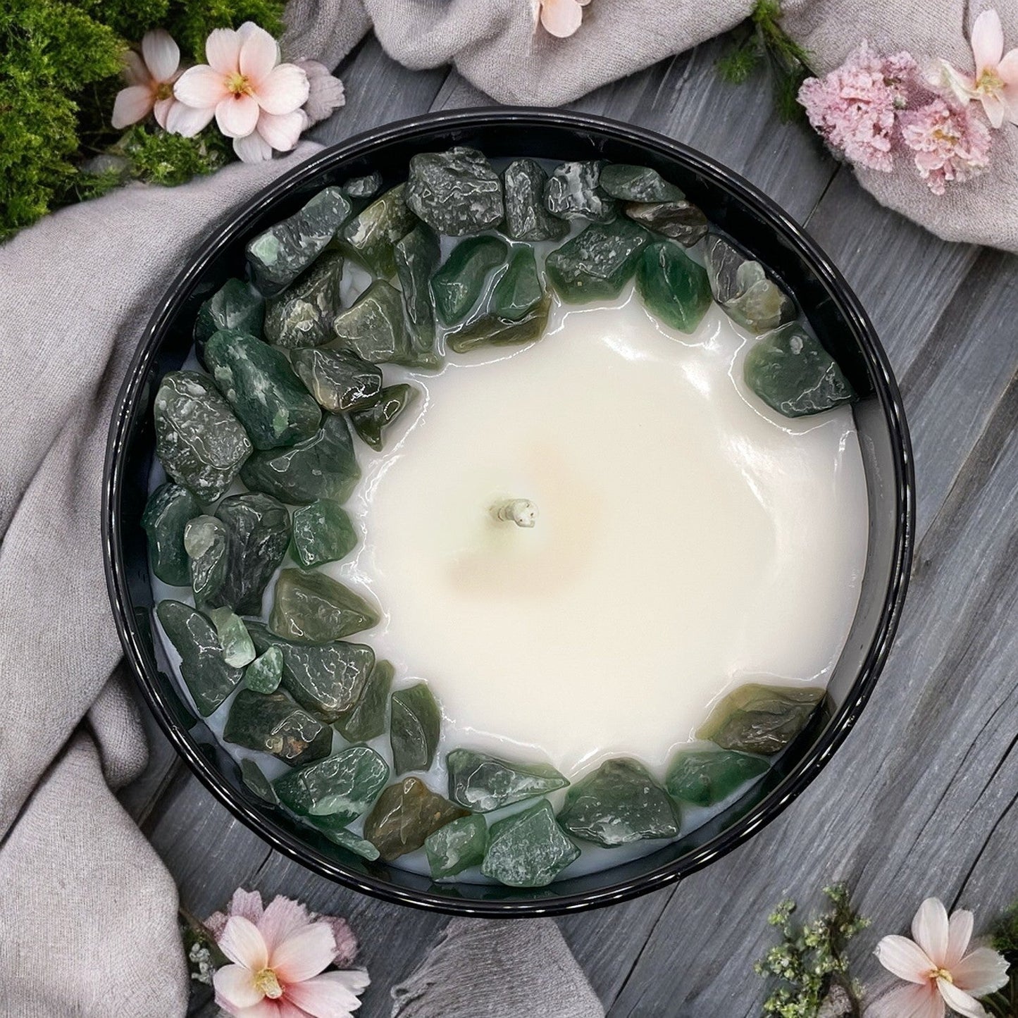 Heart Chakra Crystal Candle, 10oz