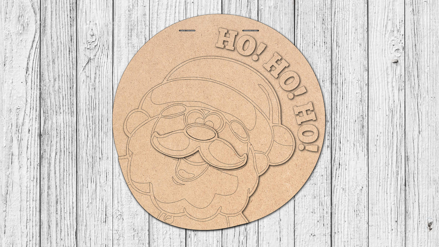 HO HO HO Santa Face Door Hanger - DIY Unfinished Kit - Lvl 2