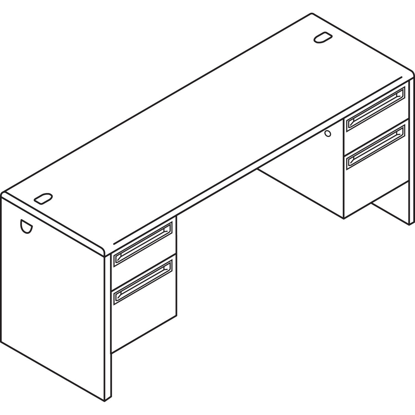 HON 38000 Series Kneespace Credenza, 72w x 24d x 29.5h, Harvest/Putty