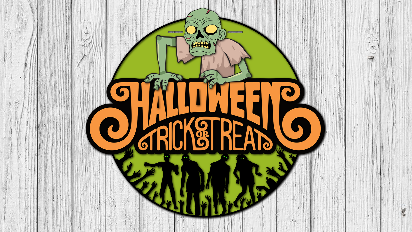 Halloween Trick Or Treat Zombie Door Hanger