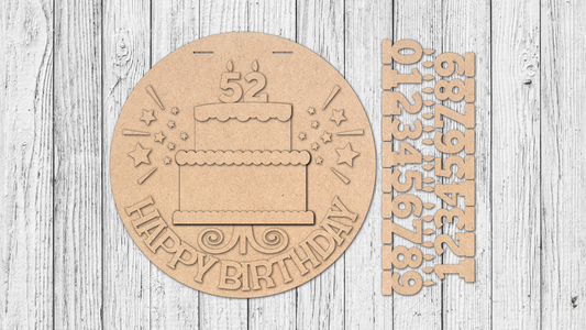 Happy Birthday Interchangeable Age Door Hanger - DIY Unfinished Kit - Lvl 2