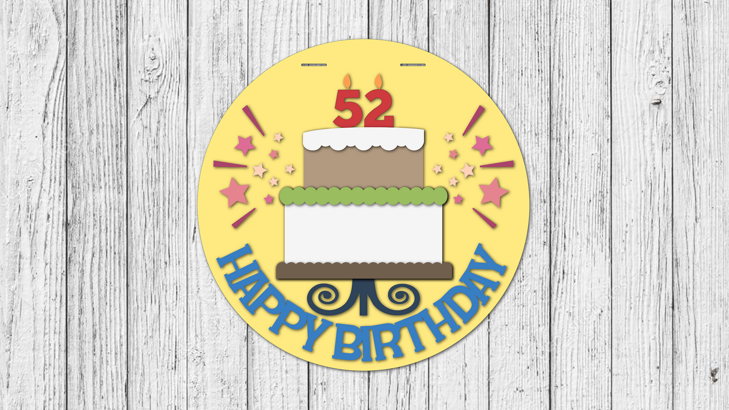 Happy Birthday Interchangeable Age Door Hanger - DIY Unfinished Kit - Lvl 2