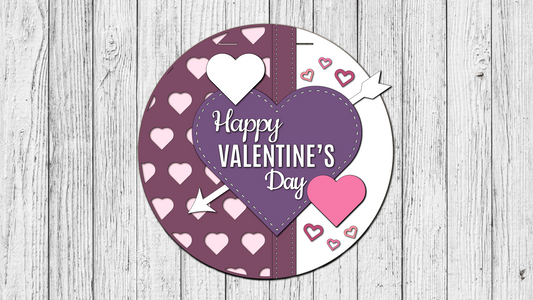 Happy Valentines Day Hearts Arrow Door Hanger - Finished