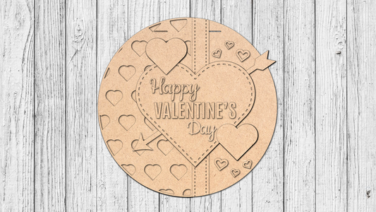 Happy Valentines Day Hearts Arrow Door Hanger - DIY Unfinished Kit - Lvl 2