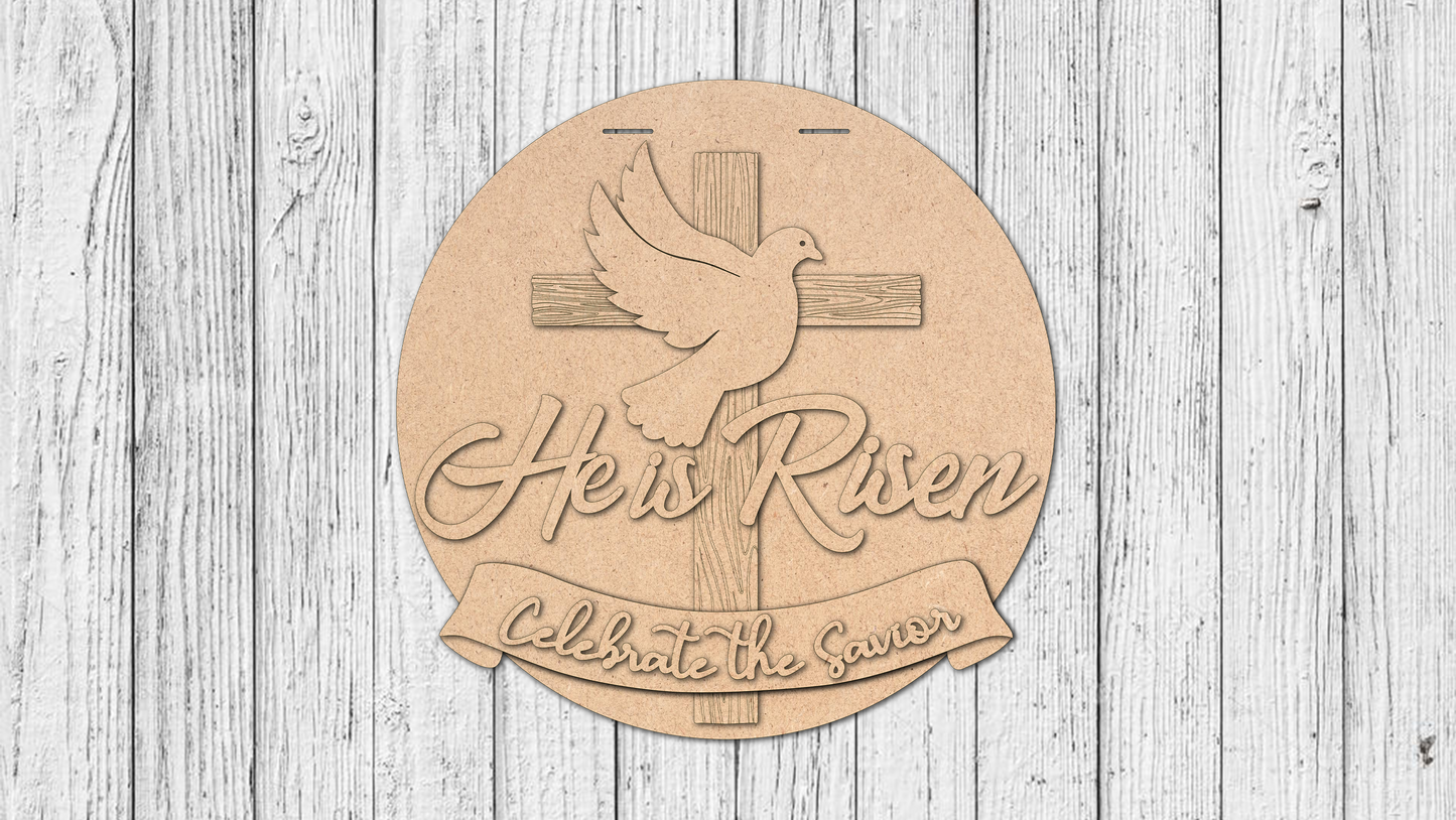 He is Risen Cross and Dove Door Hanger - DIY Unfinished Kit - Lvl 2
