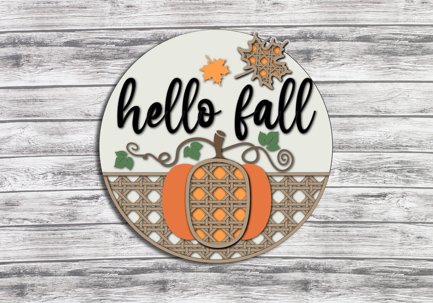 Hello Fall Rattan Pumpkin Door Hanger DIY Unfinished Kit