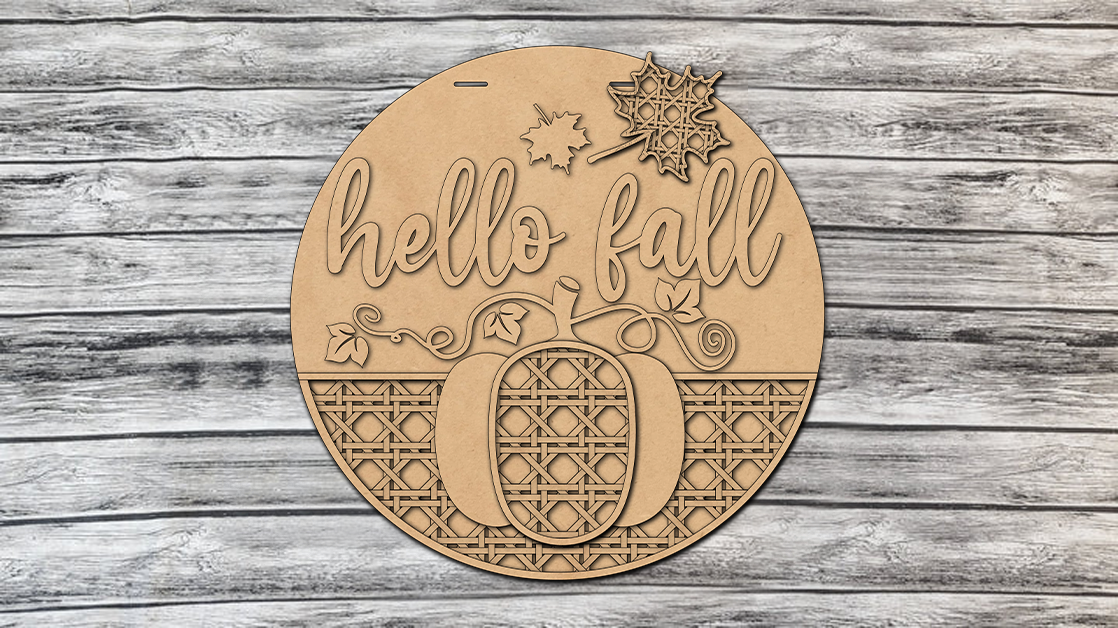 Hello Fall Rattan Pumpkin Door Hanger DIY Unfinished Kit