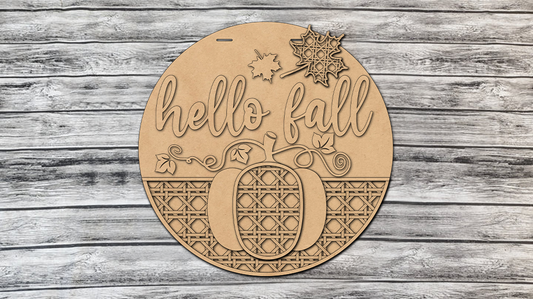 Hello Fall Rattan Pumpkin Door Hanger DIY Unfinished Kit