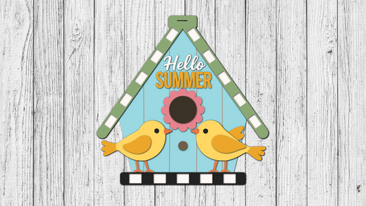 Hello Summer Birdhouse and Birds Door Hanger - Finished