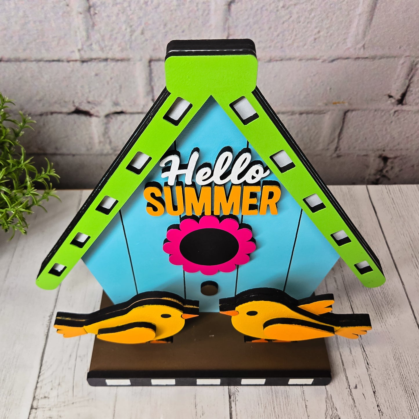 Hello Summer Birdhouse and Birds Tabletop Stander - Finished