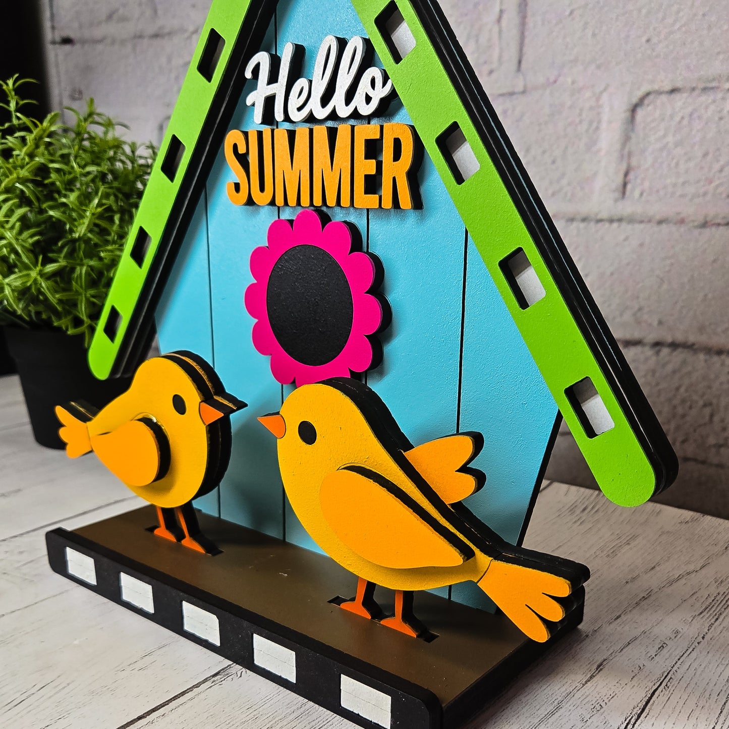 Hello Summer Birdhouse and Birds Tabletop Stander - Finished
