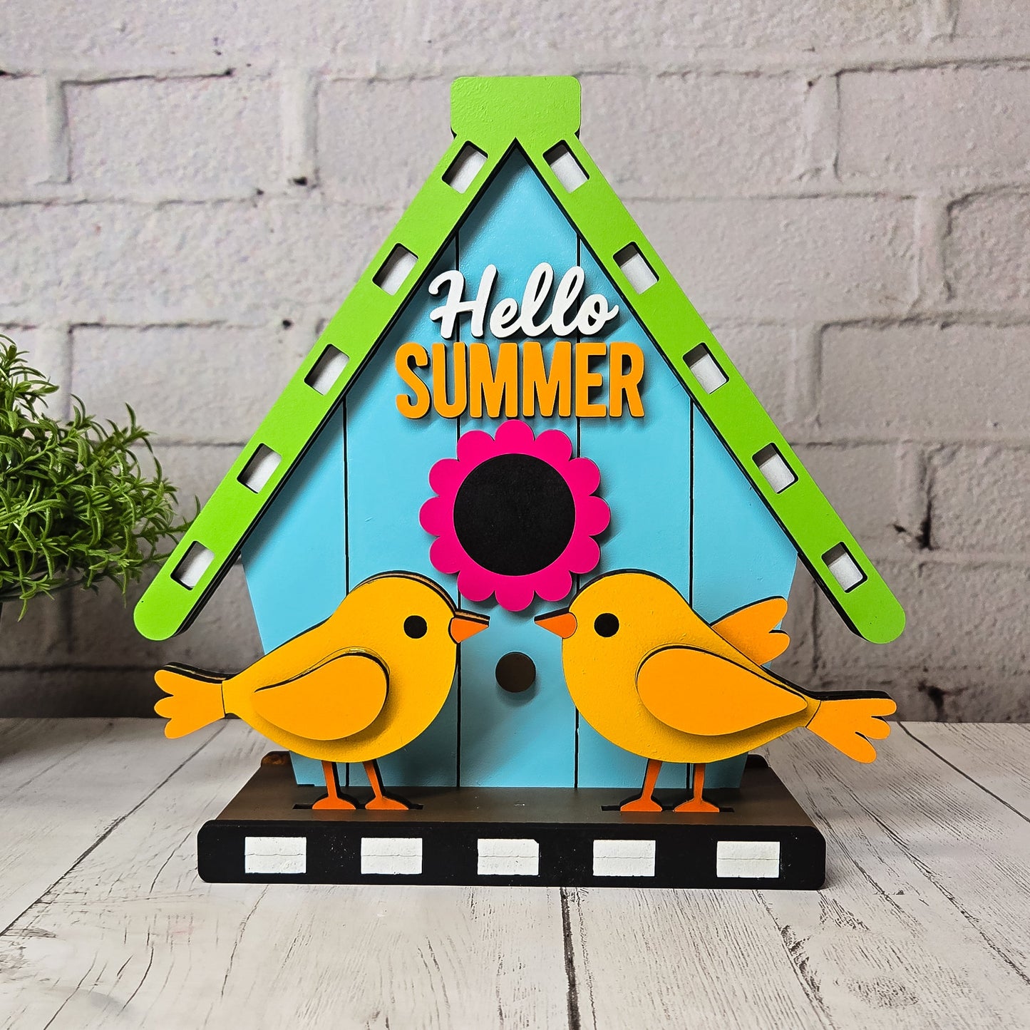 Hello Summer Birdhouse and Birds Tabletop Stander - Finished