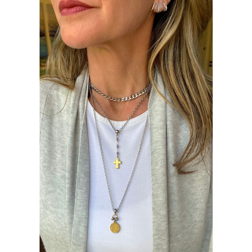 CROSS LARIAT CHOKER