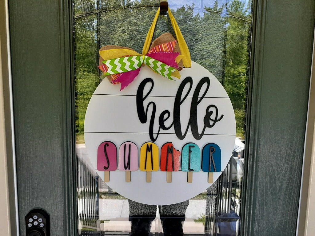 Finished - Hello Summer Popsicle Door Hanger