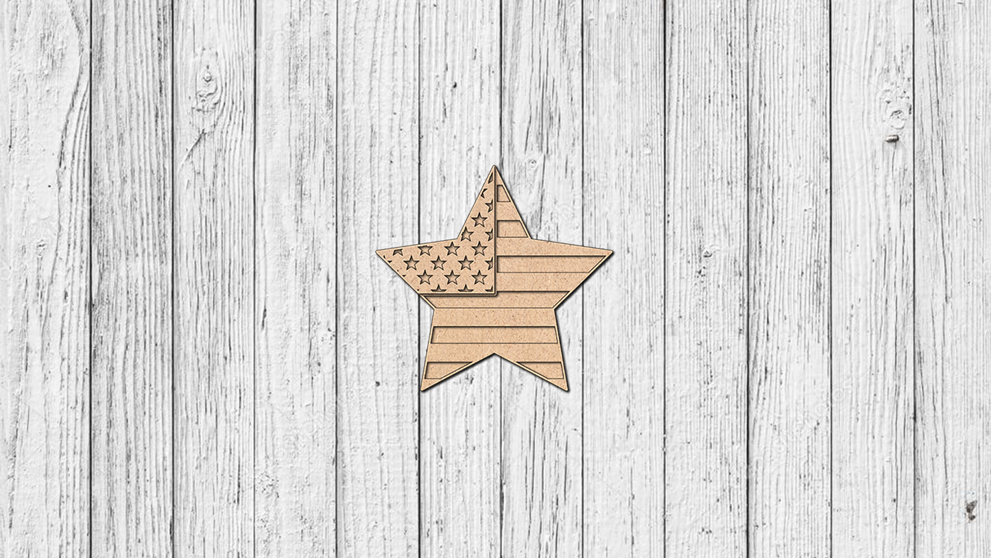 Interchangeable Welcome Porch Leaner - Patriotic Star - Unfinished Accent