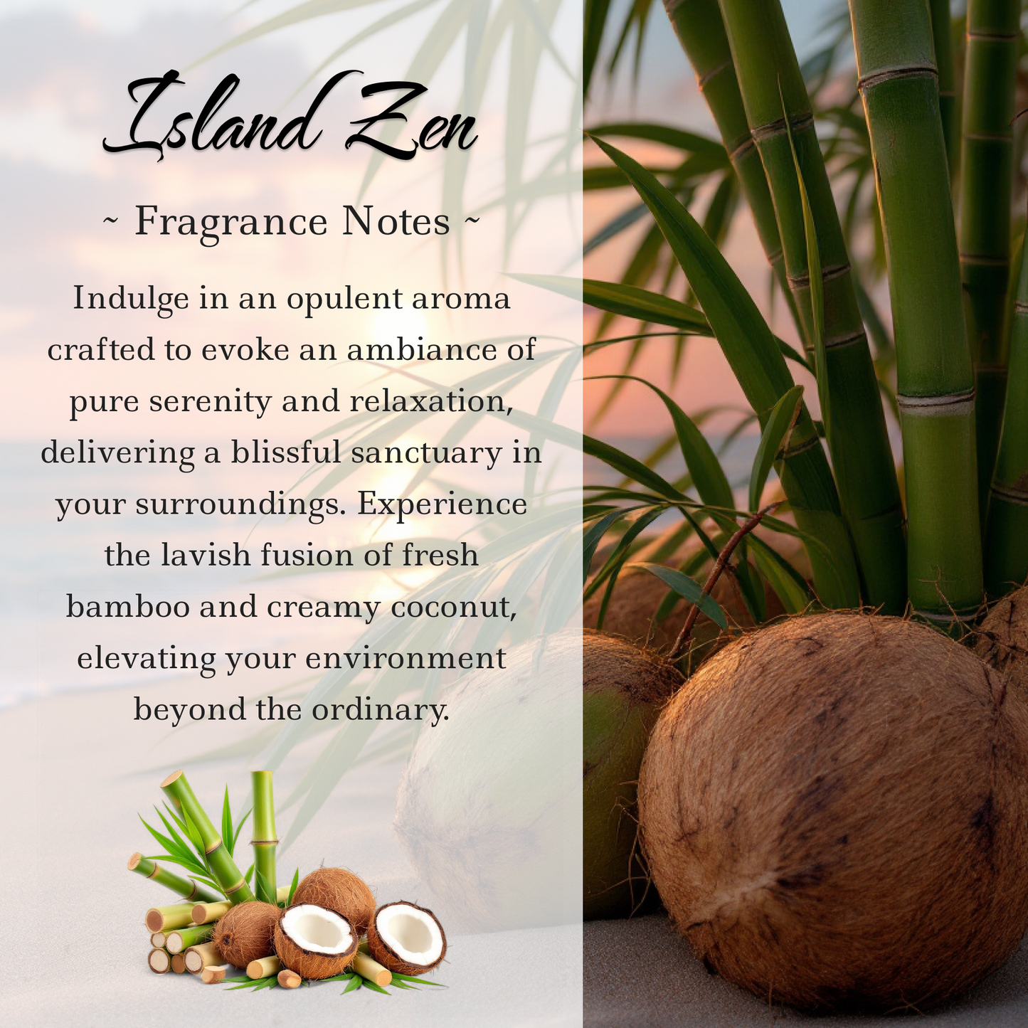 Island Zen Crystal-Enhanced Reed Oil Diffuser, 100ml