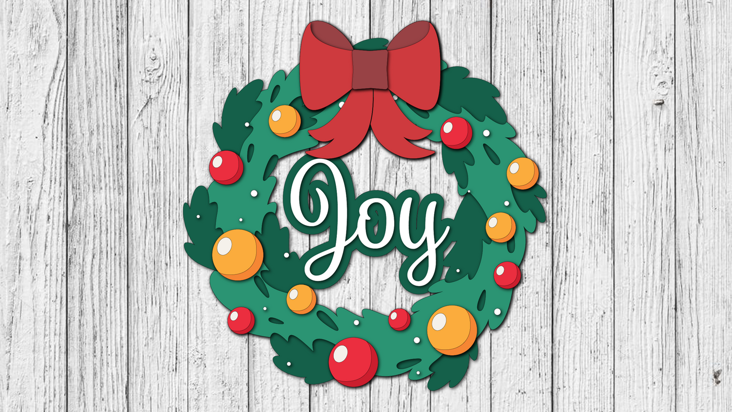 Joy Christmas Wreath Door Hanger - DIY Unfinished Kit - Lvl 1