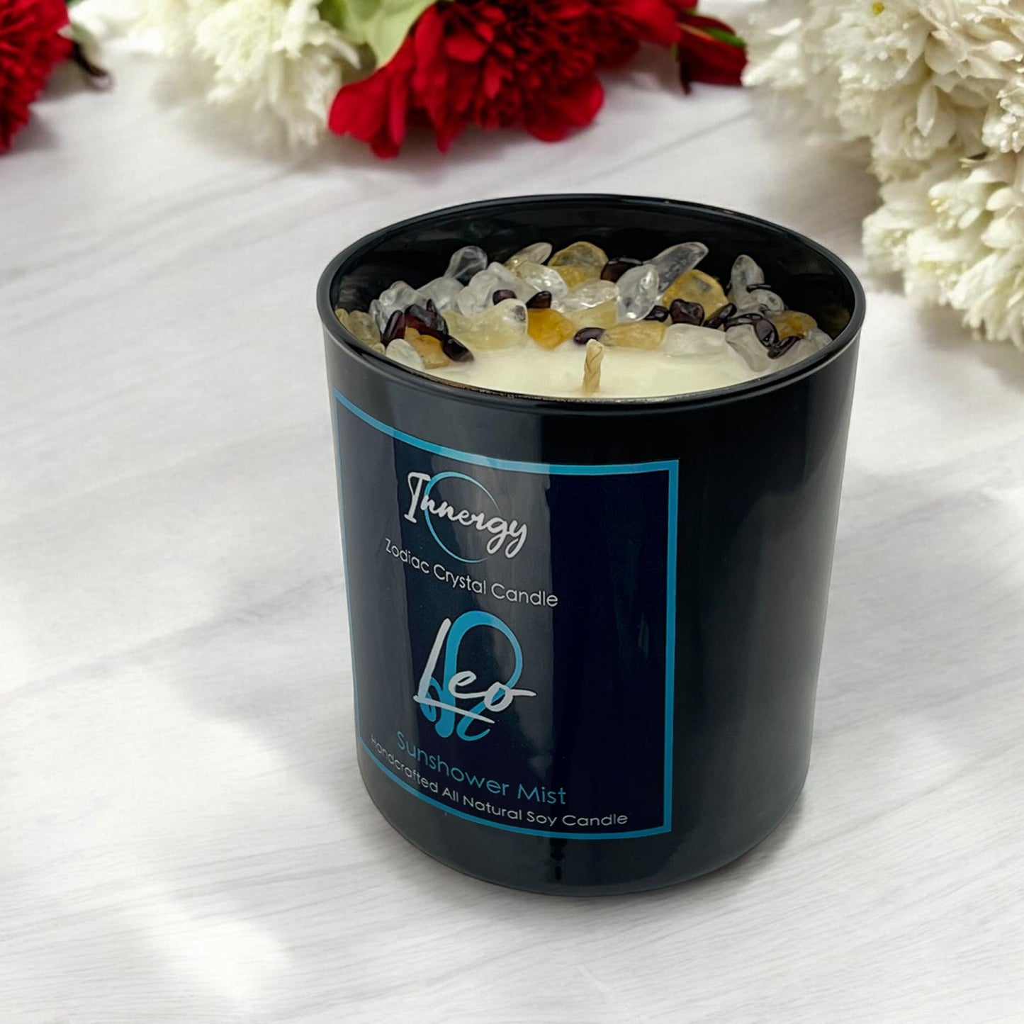 Leo Zodiac Crystal Candle, 10oz