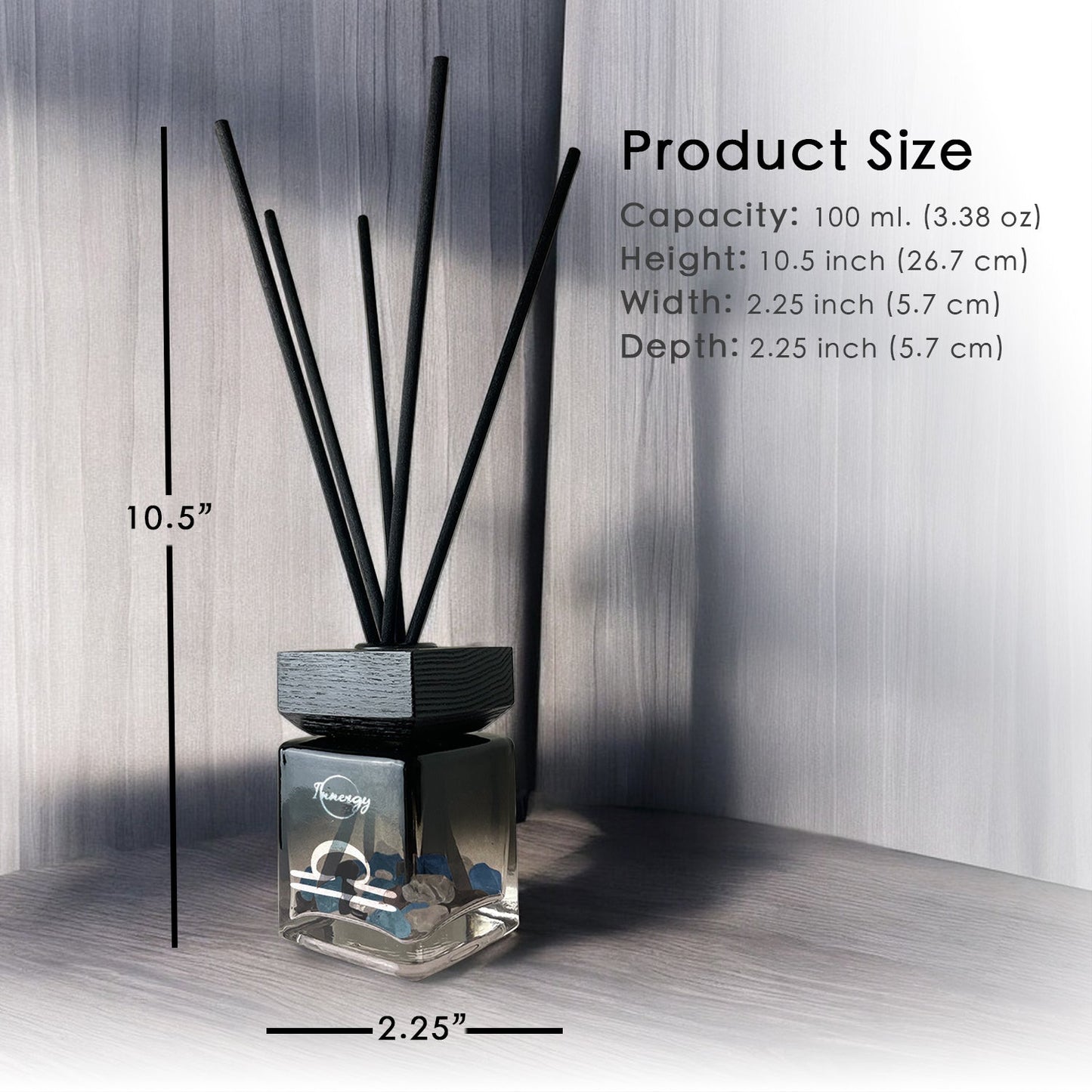 Libra Zodiac Crystal-Enhanced Reed Oil Diffuser, Blackberry Saffron Scent, 100ml