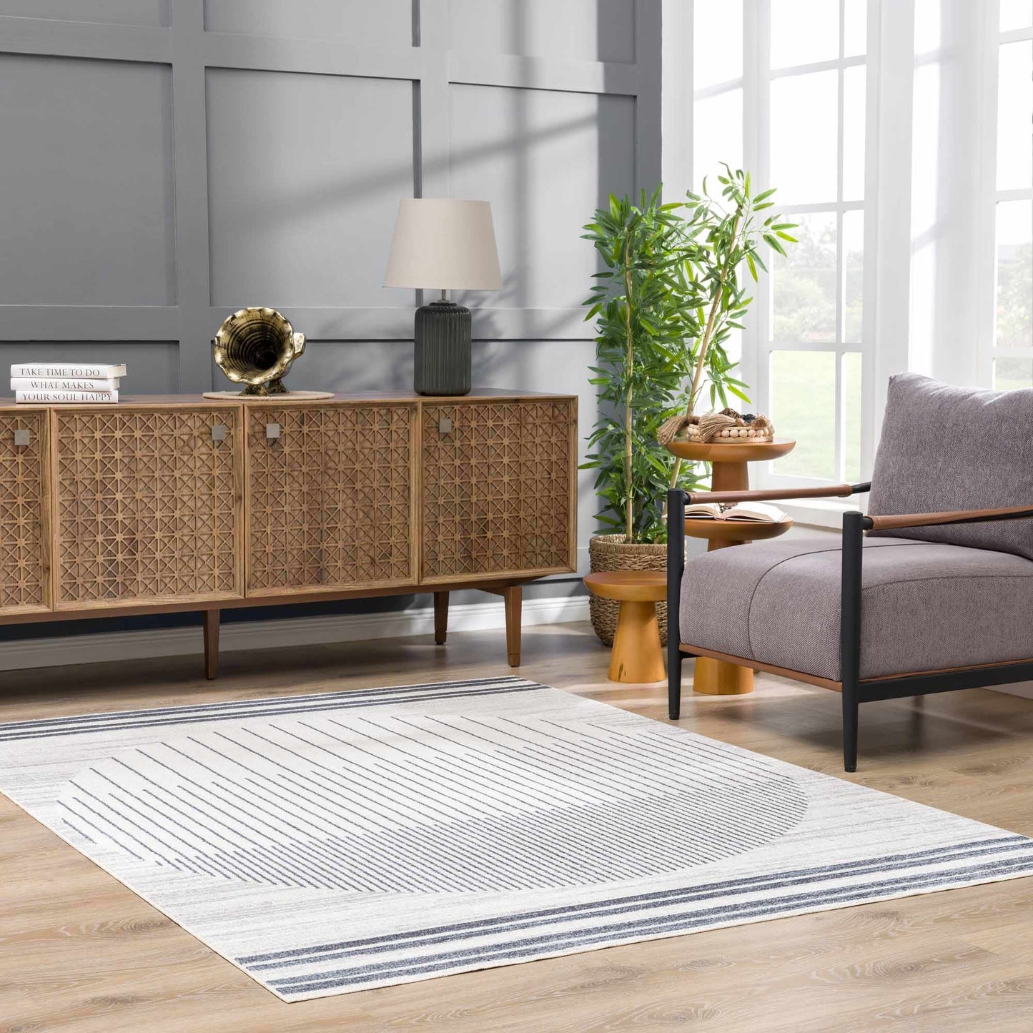 Thad Medium Gray Washable Area Rug