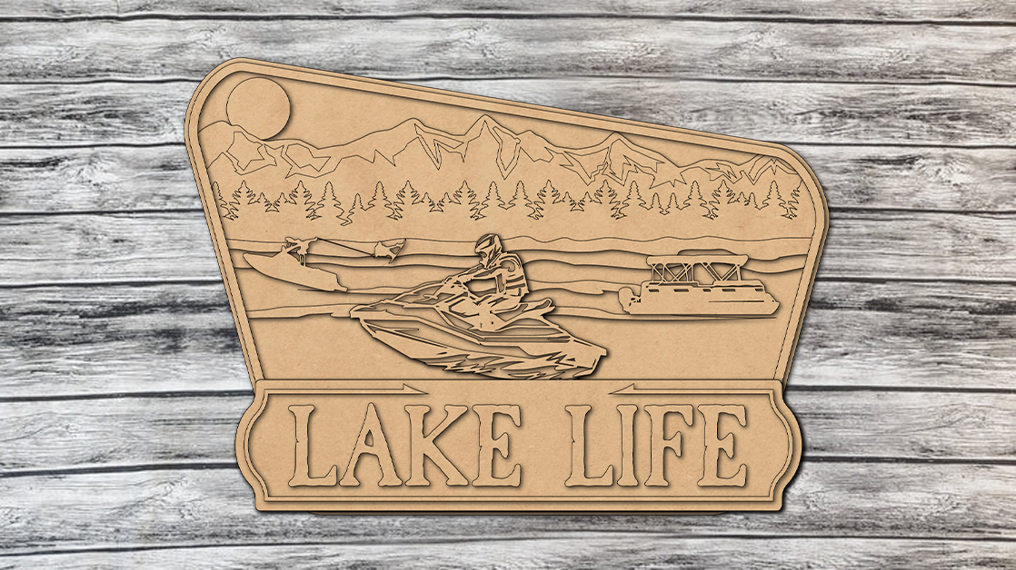 Lake Life Jet Ski Water Ski Door Hanger DIY Unfinished Kit