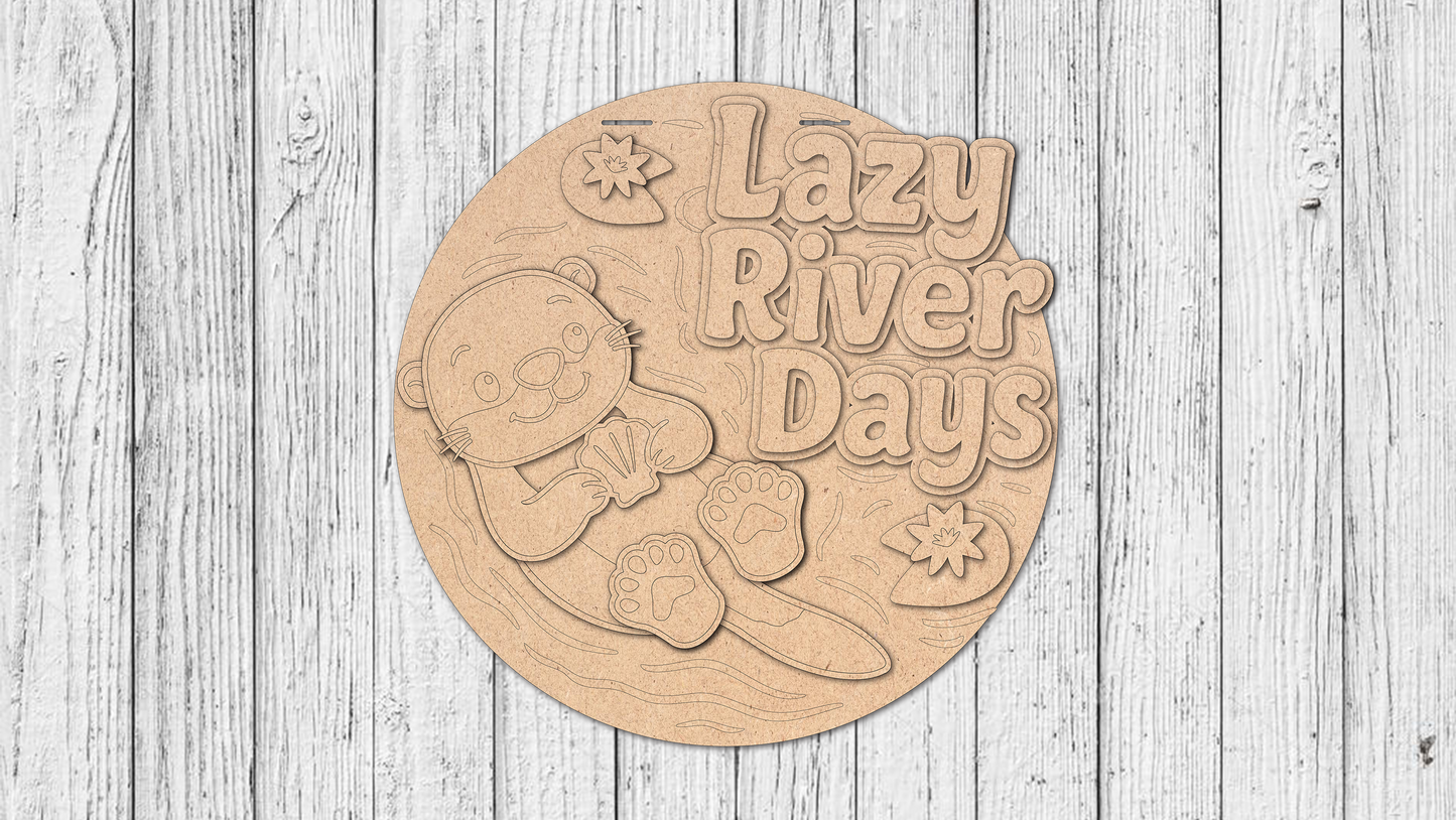 Lazy River Days Otter Door Hanger - DIY Unfinished Kit - Lvl 3