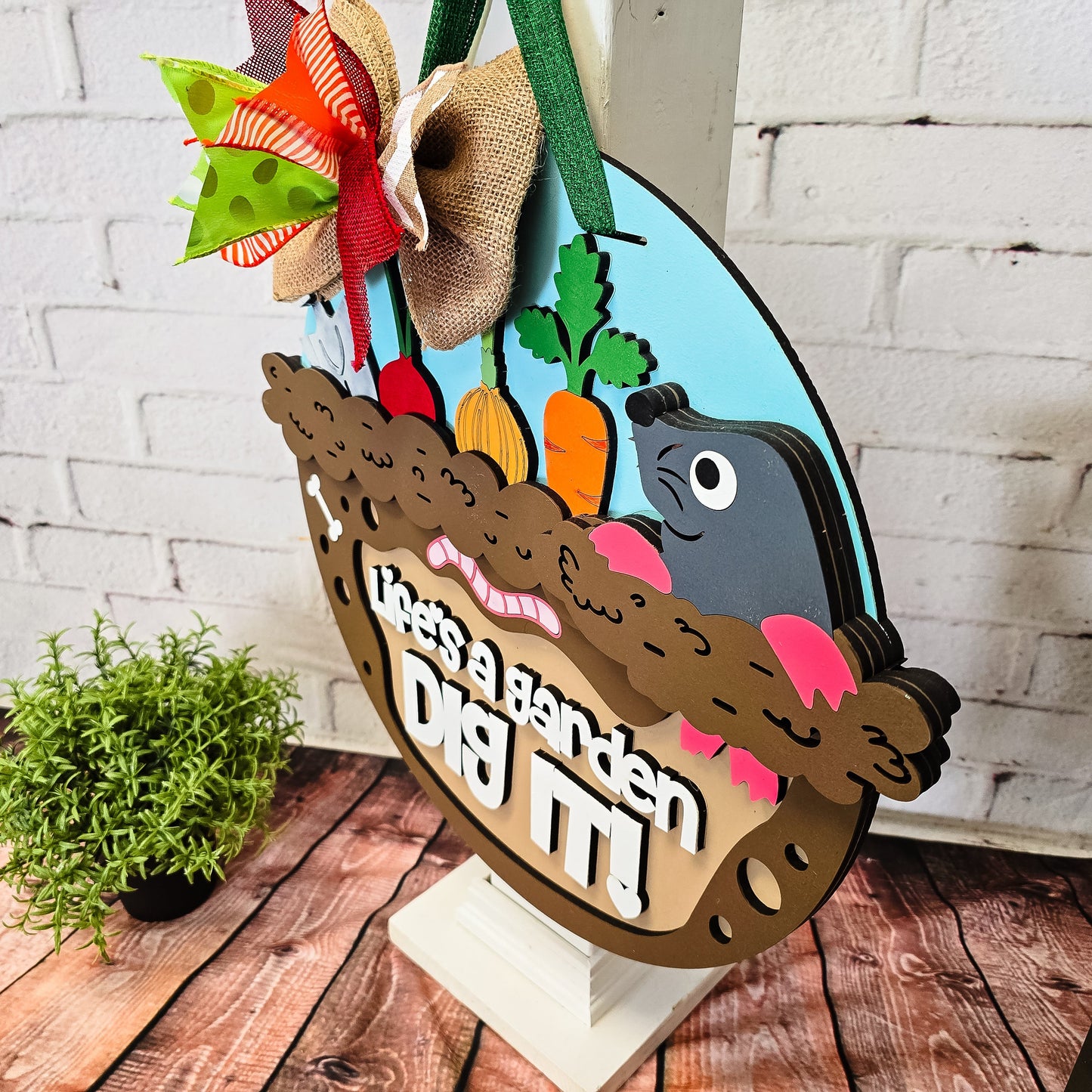 Life's a Garden Dig It! Mole Door Hanger - Finished
