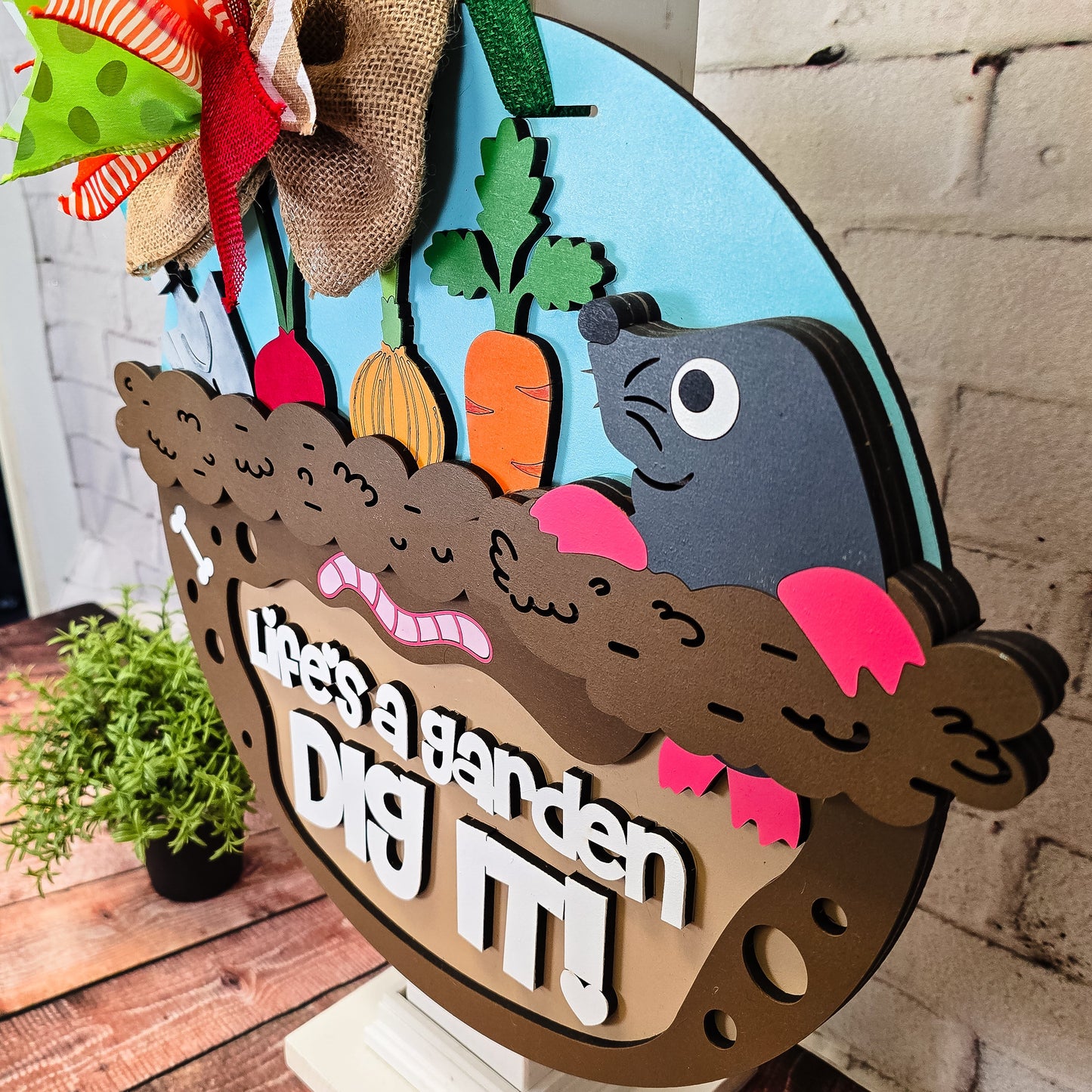 Life's a Garden Dig It! Mole Door Hanger - Finished