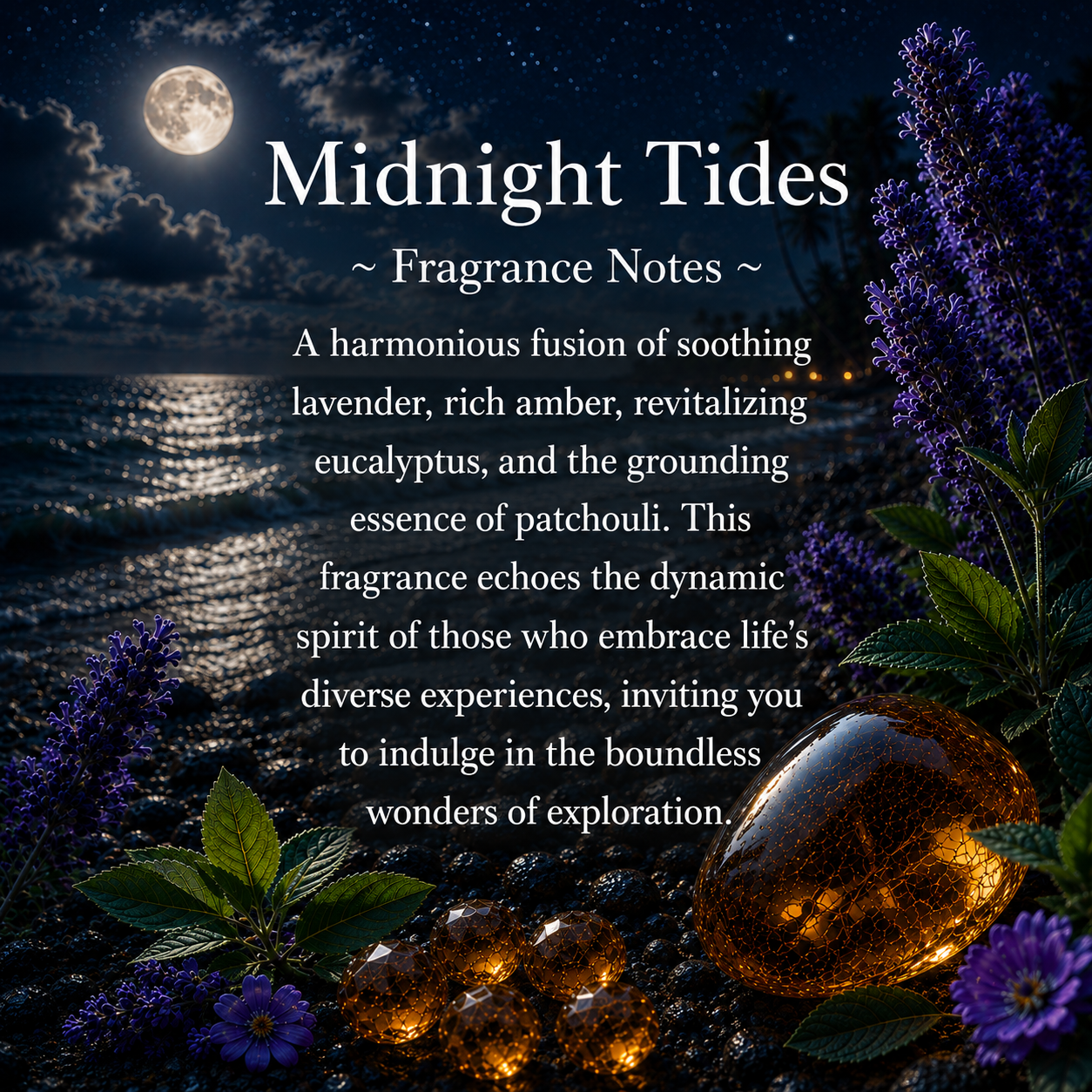 Midnight Tides Crystal-Enhanced Reed Oil Diffuser, 100ml
