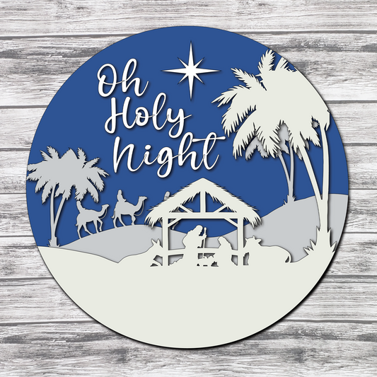 3D Oh Holy Night Nativity Scene Door Hanger  - Finished