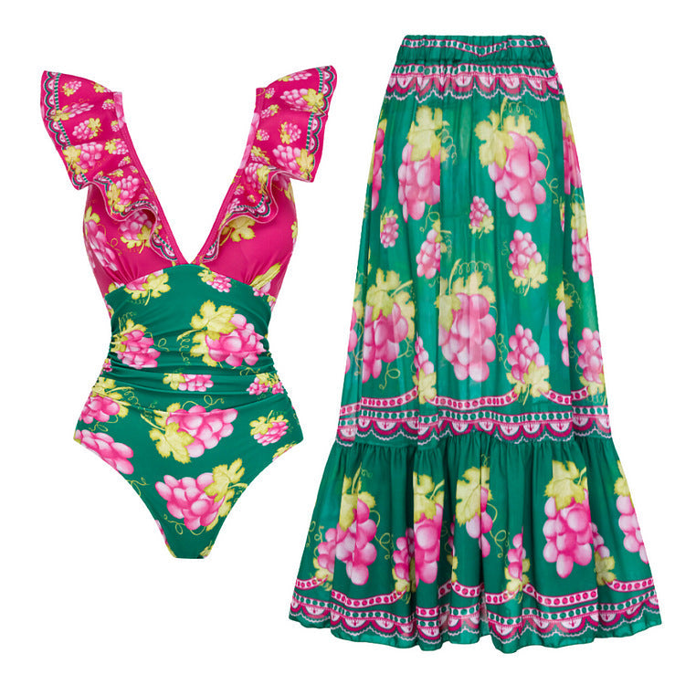 Swimsuit One-Piece Mid-Length Dress Set