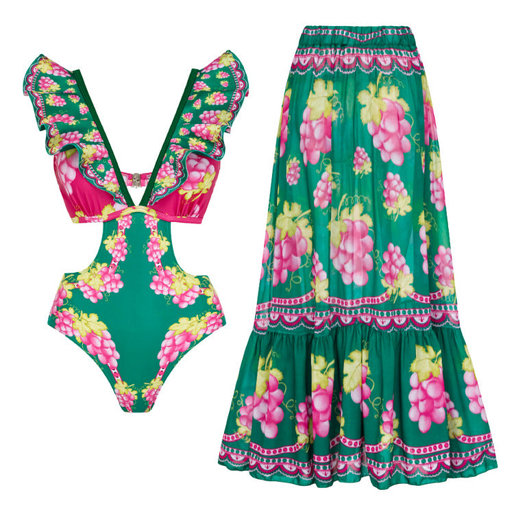 Swimsuit One-Piece Mid-Length Dress Set