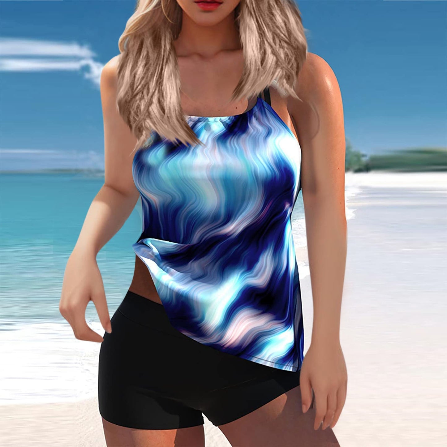 Women Swimsuit Separate Boxer plus Size
