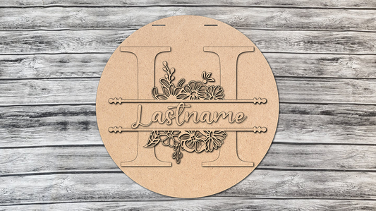 Monogram Flowers Personalized Door Hanger DIY Unfinished Kit