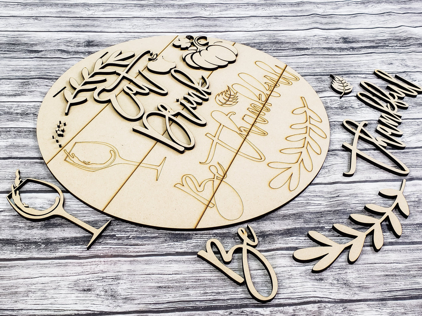 Eat Drink Be Thankful 18inch Door Hanger Unfinished Kit
