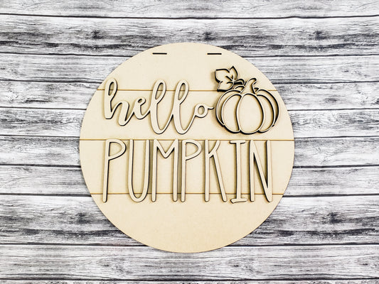 hello PUMPKIN 18inch Door Hanger Unfinished Kit