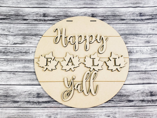 Happy FALL Y'all Leaves 18inch Door Hanger Unfinished Kit