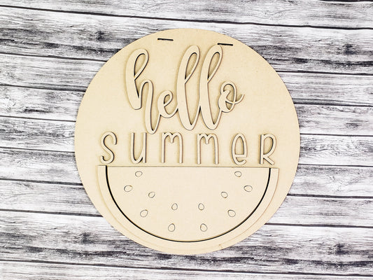 3D hello Summer Watermelon Door Hanger Unfinished Kit