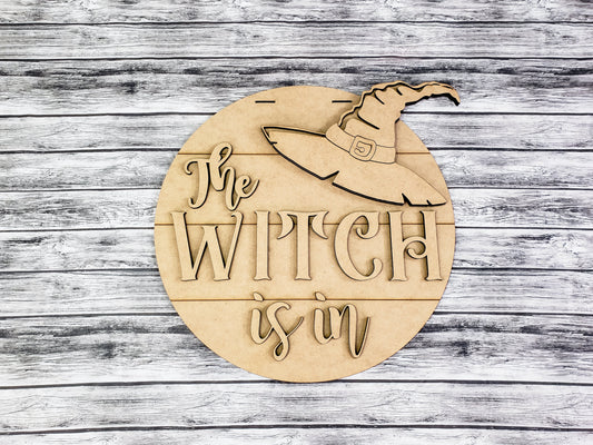 3D The Witch Is In Door Hanger Unfinished Kit