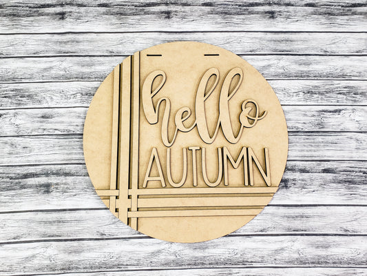 3D hello AUTUMN Stripes Door Hanger Unfinished Kit