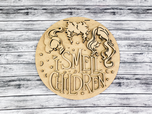 3D I Smell Children Hocus Pocus Door Hanger Unfinished Kit