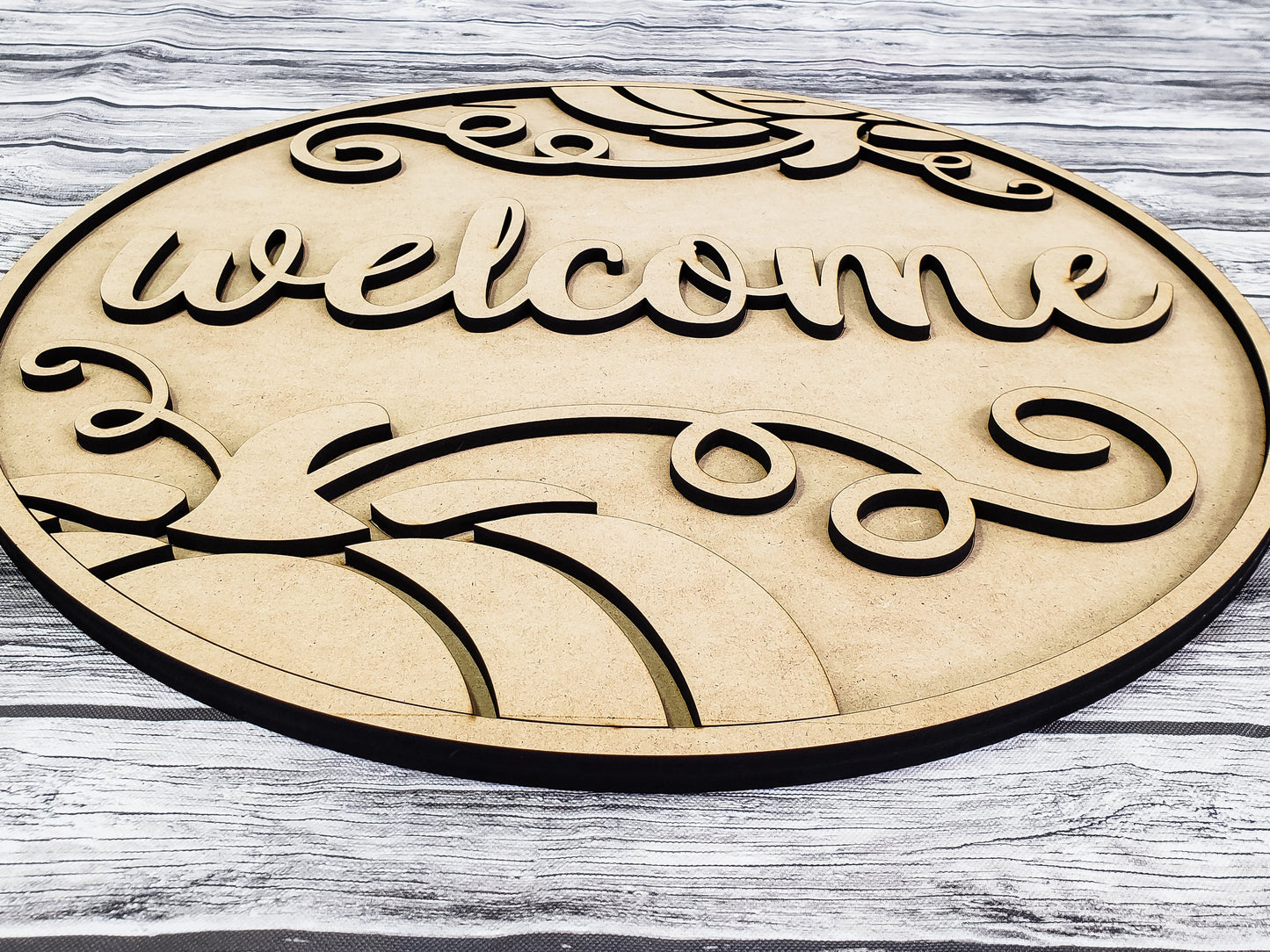 3D Welcome Elegant Pumpkin Door Hanger Unfinished Kit