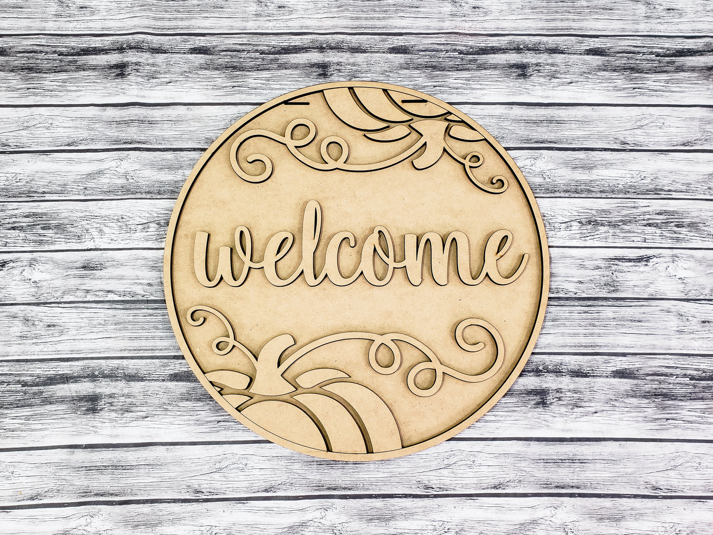 3D Welcome Elegant Pumpkin Door Hanger Unfinished Kit