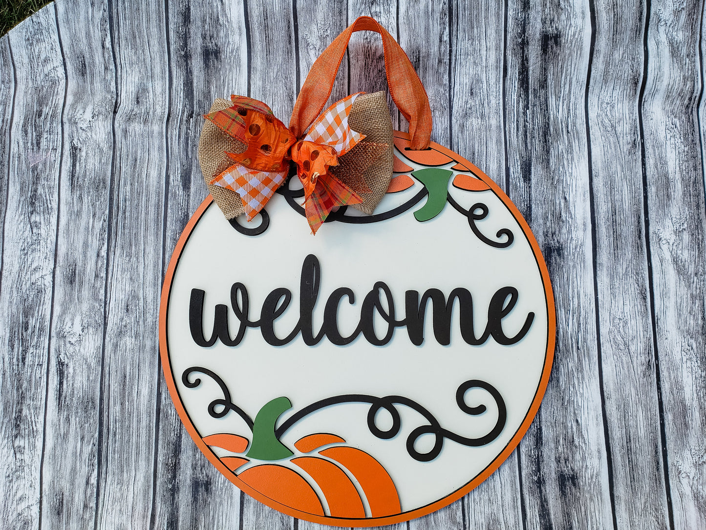 3D Welcome Elegant Pumpkin Door Hanger Unfinished Kit
